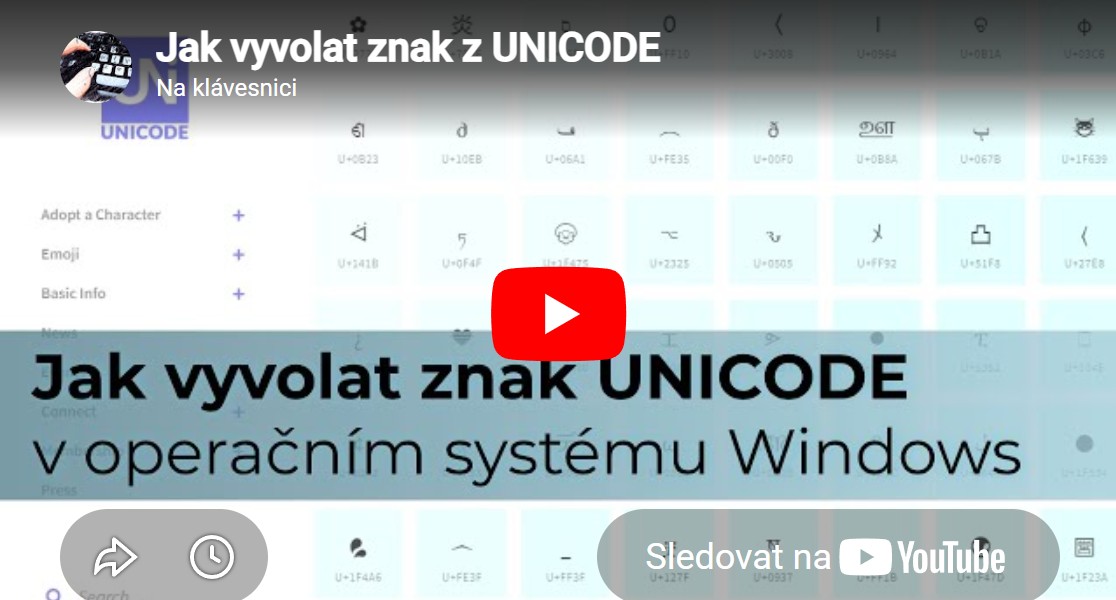 Jak napsat znak z UNICODE