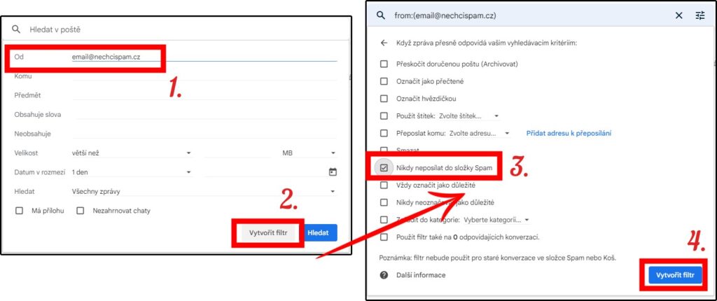 Filtry whitelist Gmail