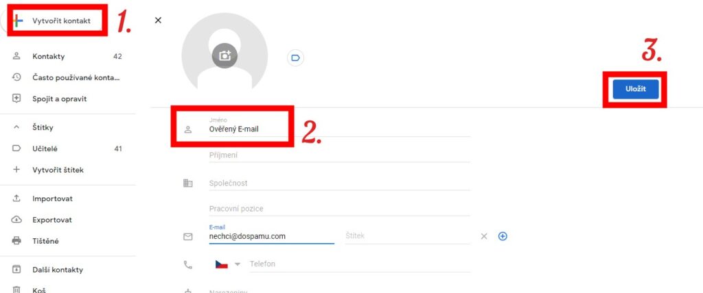 Whitelist v Gmailu