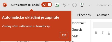 Automatické ukládání do cloudu OneDrive PowerPoint ukládání do OneDrive