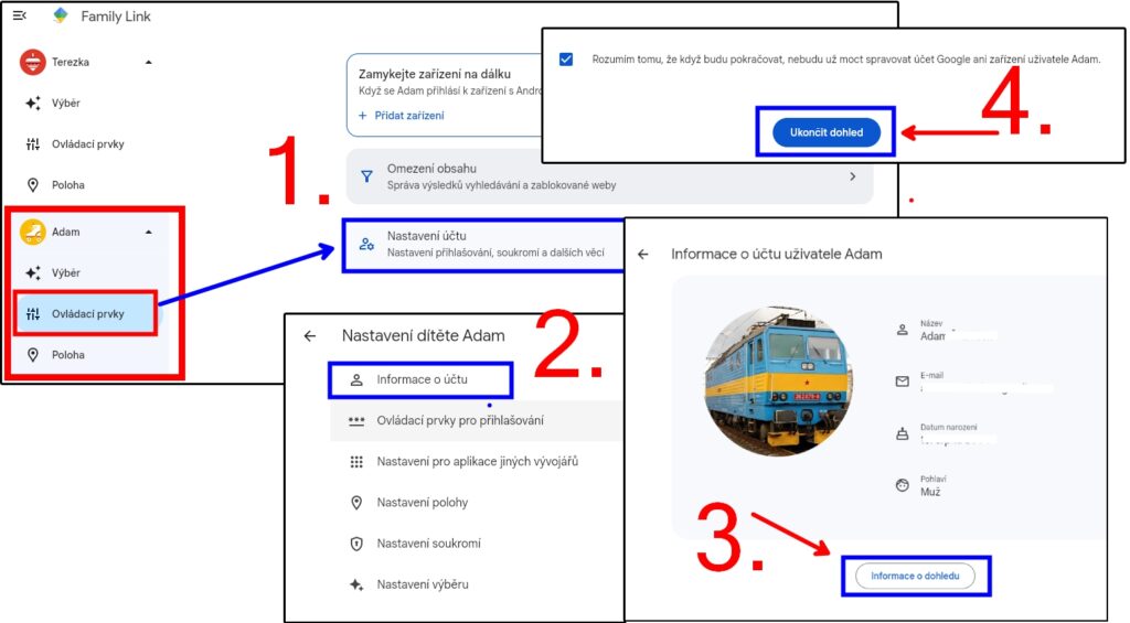 Zrusit Dohled Family Link Family Llink smazání dětského účtu