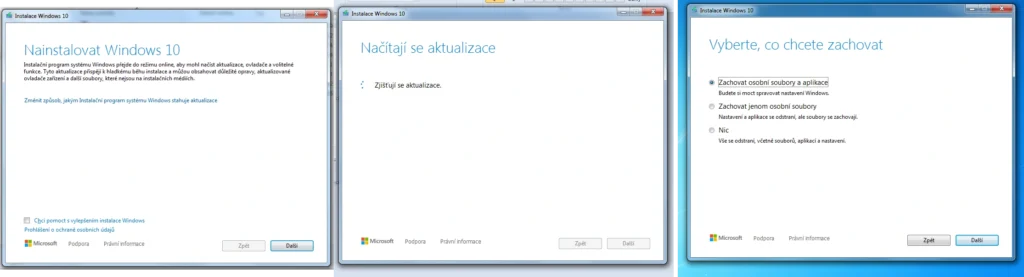 Postup instalace Windows 10