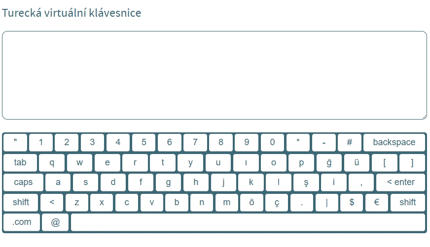 Turecka Vk Turecká virtuální klávesnice