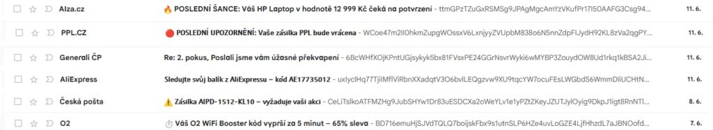 Podvodná zpráva tvářící se jako PPL homografický útok - příklad